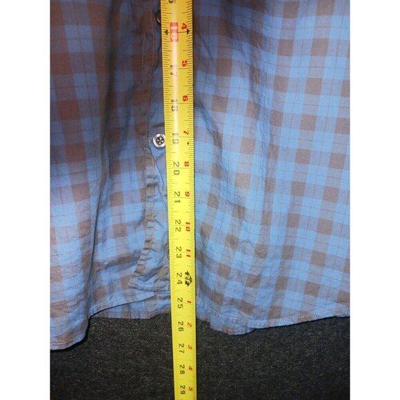 Zegna‎ Sport Mens Large Blue Grey Check Slim Fit Button Down Long Sleeve Cotton - Picture 8 of 8